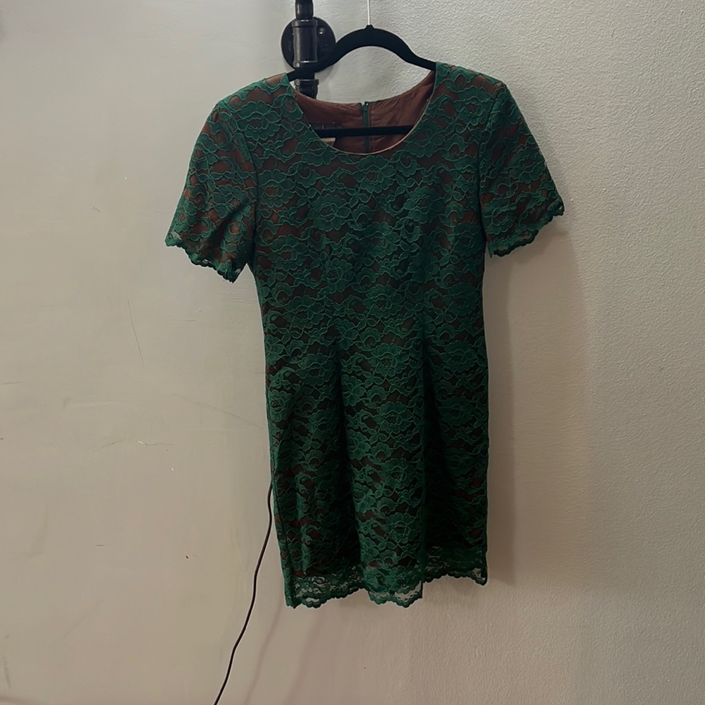 Vintage lace green mini dress